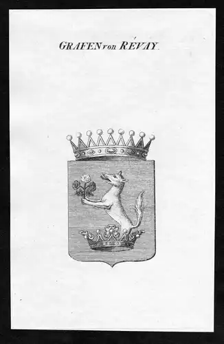 Grafen von Revay - Revay Wappen Adel coat of arms Kupferstich  heraldry Heraldik