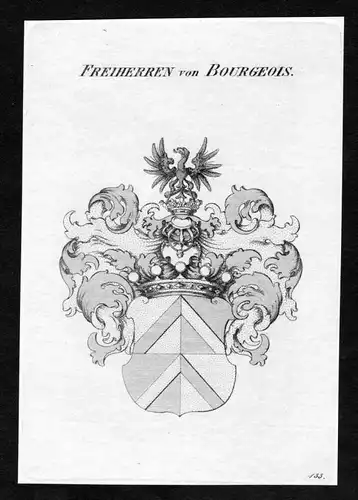 Freiherren von Bourgeois - Bourgeois Wappen Adel coat of arms Kupferstich  heraldry Heraldik