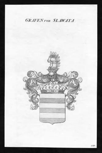 Grafen von Slawata - Slawata Slavata Wappen Adel coat of arms Kupferstich  heraldry Heraldik
