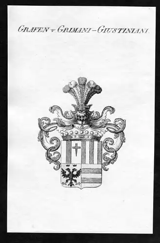 Grafen v. Grimani-Giustiniani - Grimani Giustiniani Wappen Adel coat of arms Kupferstich  heraldry Heraldik