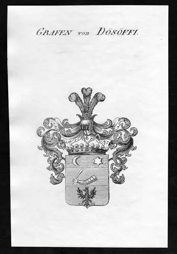 Grafen von Dösöffi - Dösöffi Doesoeffi Wappen Adel coat of arms Kupferstich  heraldry Heraldik