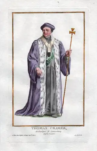 Thomas Cramer - Thomas Cranmer Archbishop Canterbury Portrait costumes Kupferstich