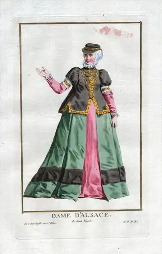 Dame d'Alsace - Elsass Alsace Frau woman Portrait costumes Kupferstich