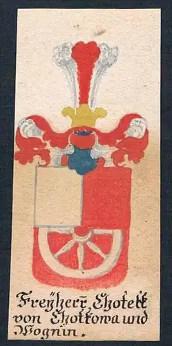 Freyherren Chotek von Chotkowa und Wognin - Chotek Chotkova Wognina Böhmen Manuskript Wappen Adel coat of arm