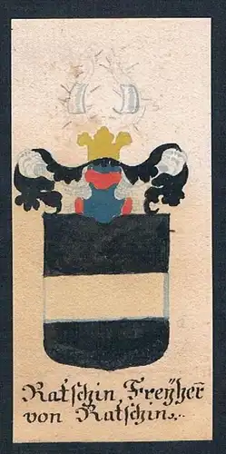 Ratschin Freyherr von Ratschin - Racin Ratschin Böhmen Manuskript Wappen Adel coat of arms heraldry Heraldik
