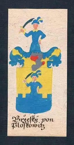 Brzesky von Ploskowitz - Brzeski Ploskovice Böhmen Manuskript Wappen Adel coat of arms heraldry Heraldik