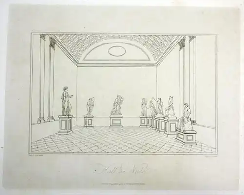 "Hall of Niobe" - Sala della Niobe Galleria degli Uffizi Firenze veduta stampa antique print acquaforte