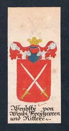 Wrabsky von Wrabi Freyherren und Rittere - Wrabsky von Wraby Böhmen Manuskript Wappen Adel coat of arms heral