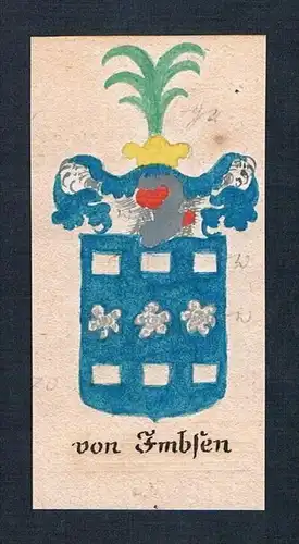 von Imbsen - Imbsen Niemetal Manuskript Wappen Adel coat of arms heraldry Heraldik