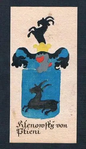 Klenowsky von Ptieni - Klenovsky Klenowsky Ptieni Manuskript Wappen Adel coat of arms heraldry Heraldik