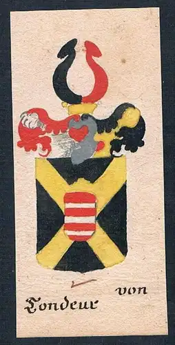von Tondeur - Tondeur Manuskript Wappen Adel coat of arms heraldry Heraldik