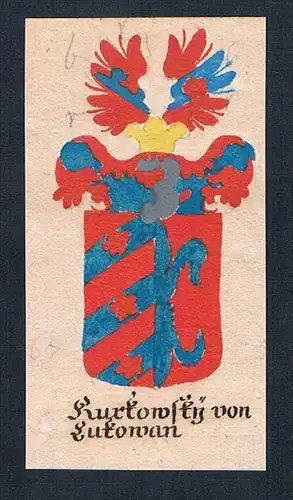 Kurkowsky von Lukowan - Kurkowsky Lukovany Böhmen Manuskript Wappen Adel coat of arms heraldry Heraldik