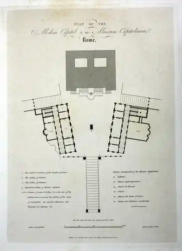 Plan of the Modern Capitol & the Museum Capitolinum Rome - Campidoglio Musei capitolini Roma disegno stampa  a
