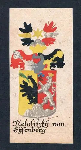 Netolitzky von Eysenberg - Netolitzky Eisenberg Manuskript Wappen Adel coat of arms heraldry Heraldik