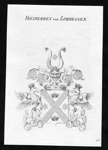 Freiherren von Lommessen - Lommessen Wappen Adel coat of arms Kupferstich  heraldry Heraldik
