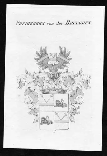 Freiherren von der Brügghen - Brügghen Bruegghen Wappen Adel coat of arms Kupferstich  heraldry Heraldik