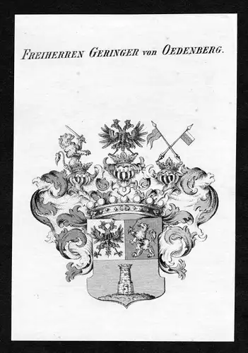 Freiherren Geringer von Oedenberg - Geringer von Oedenberg Wappen Adel coat of arms Kupferstich  heraldry Hera