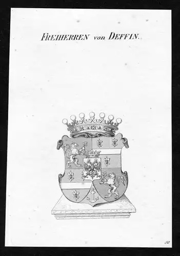 Freiherren von Deffin - Deffin Wappen Adel coat of arms Kupferstich  heraldry Heraldik