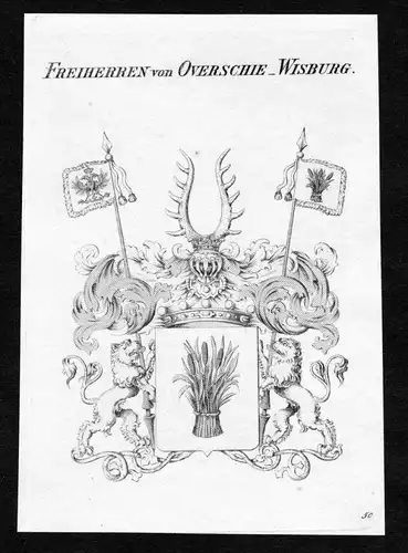 Freiherren von Overschie-Wisburg - Overschie-Wisburg Wappen Adel coat of arms Kupferstich  heraldry Heraldik
