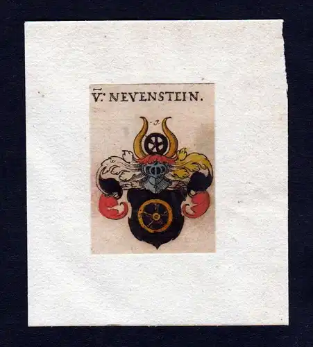 17. Jh Neuenstein Wappen coat of arms heraldry Heraldik Kupferstich