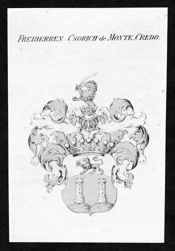 Freiherren Csorich de Monte-Credo - Csorich von Monte Creto Wappen Adel coat of arms Kupferstich  heraldry Her
