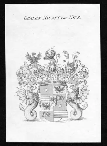 Grafen Niczky von Nicz - Niczky von Nicz Wappen Adel coat of arms Kupferstich  heraldry Heraldik