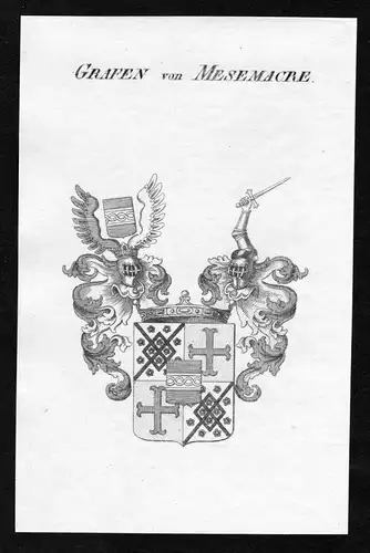 Grafen von Mesemacre - Mesemacre Wappen Adel coat of arms Kupferstich  heraldry Heraldik