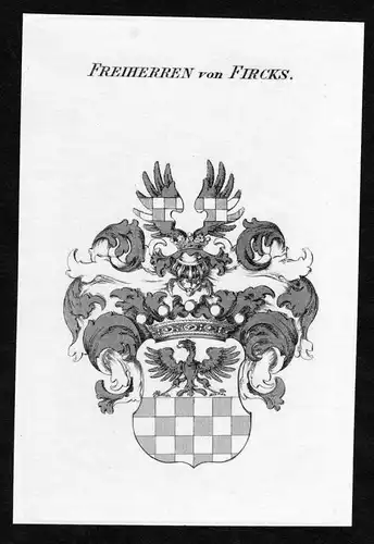 Freiherren von Fircks - Fircks Wappen Adel coat of arms Kupferstich  heraldry Heraldik