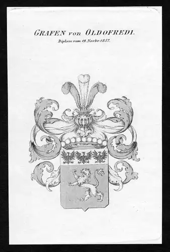 Grafen von Oldofredi - Oldofredi Wappen Adel coat of arms Kupferstich  heraldry Heraldik