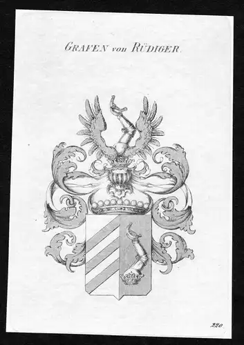Grafen von Rüdiger - Rüdiger Ruediger Wappen Adel coat of arms Kupferstich  heraldry Heraldik