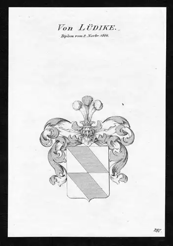 Von Lüdike - Lüdike Luedike Wappen Adel coat of arms Kupferstich  heraldry Heraldik