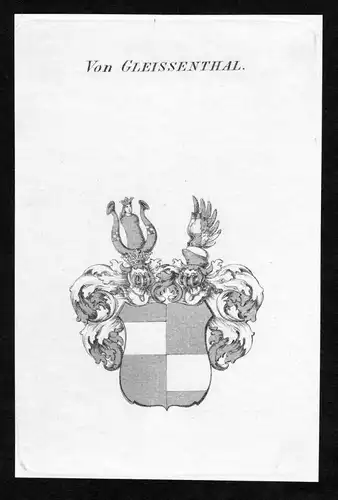 Von Gleissenthal - Gleißenthal Gleissenthal Wappen Adel coat of arms Kupferstich  heraldry Heraldik