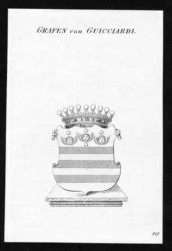 Grafen von Guicciardi - Guicciardi Wappen Adel coat of arms Kupferstich  heraldry Heraldik