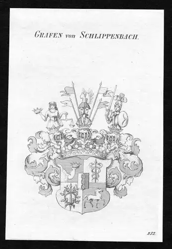 Grafen von Schlippenbach - Schlippenbach Wappen Adel coat of arms Kupferstich  heraldry Heraldik