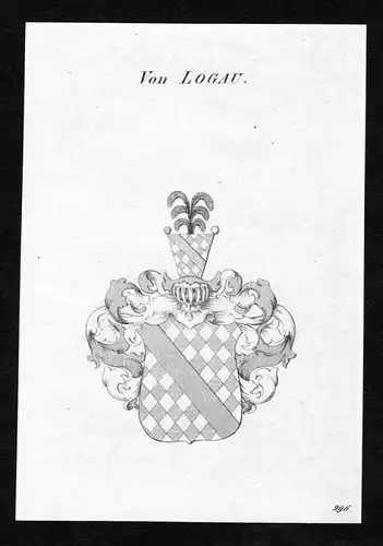 Von Logau - Logau Wappen Adel coat of arms Kupferstich  heraldry Heraldik