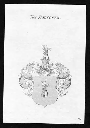 Von Bodecker - Bodecker Wappen Adel coat of arms Kupferstich  heraldry Heraldik