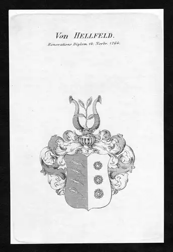 Von Hellfeld - Hellfeld Wappen Adel coat of arms Kupferstich  heraldry Heraldik