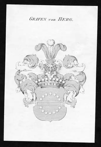 Grafen von Berg - Berg Wappen Adel coat of arms Kupferstich  heraldry Heraldik