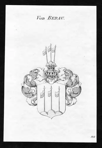 Von Bedau - Bedau Wappen Adel coat of arms Kupferstich  heraldry Heraldik