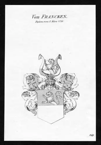 Von Francken - Francken Wappen Adel coat of arms Kupferstich  heraldry Heraldik