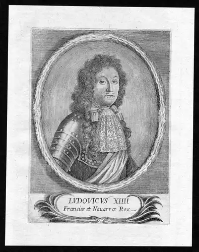 "Ludovicus XIIII" - Louis XIV le Grand Roi-Soleil France gravure Portrait Kupferstich antique print