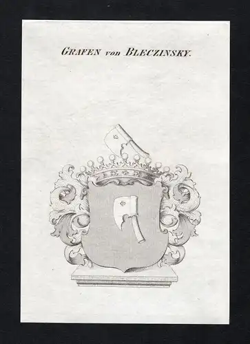 Grafen von Bleczinsky - Bleczinsky Wappen Adel coat of arms Kupferstich  heraldry Heraldik