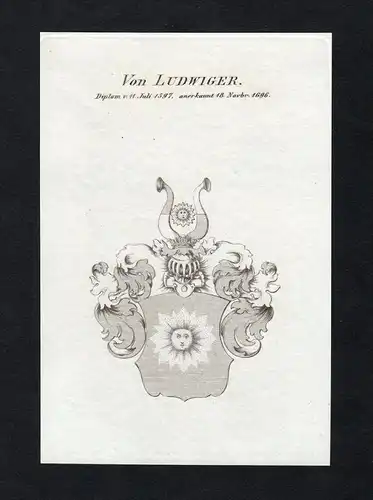 Von Ludwiger - Ludwiger Wappen Adel coat of arms Kupferstich  heraldry Heraldik