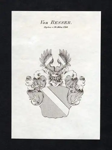 Von Besser - Besser  Wappen Adel coat of arms Kupferstich  heraldry Heraldik