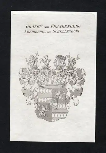 Grafen von Frankenberg, Freiherren von Schellendorf - Frankenberg Schellendorf Wappen Adel coat of arms Kupfer