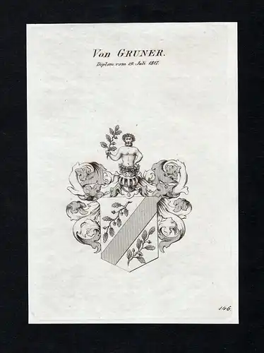 Von Gruner - Gruner Wappen Adel coat of arms Kupferstich  heraldry Heraldik