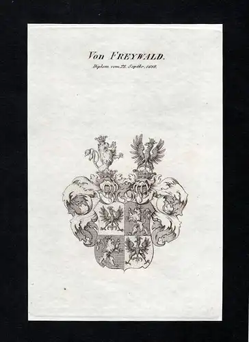Von Freywald - Freywald Wappen Adel coat of arms Kupferstich  heraldry Heraldik