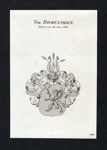 Von Rockenthien - Rockenthien Wappen Adel coat of arms Kupferstich  heraldry Heraldik