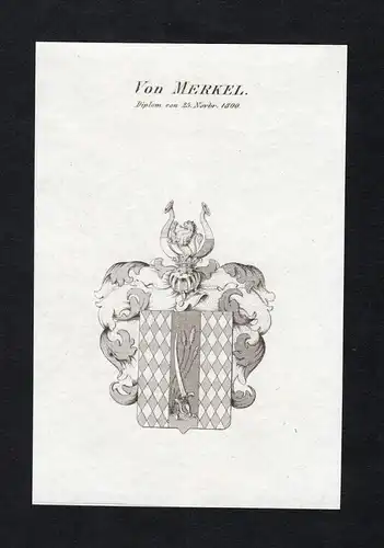 Von Merkel - Merkel Wappen Adel coat of arms Kupferstich  heraldry Heraldik