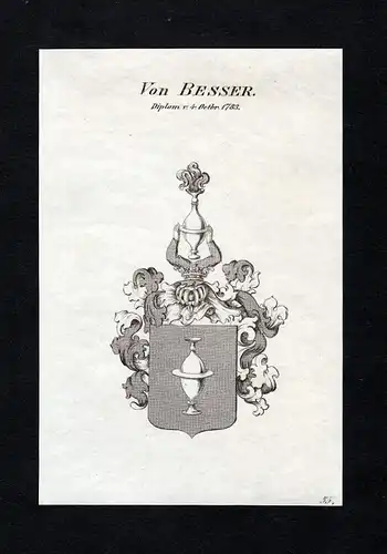 Von Besser - Besser  Wappen Adel coat of arms Kupferstich  heraldry Heraldik